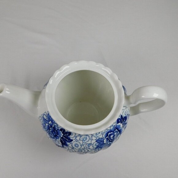 Johnson Brothers Lotus Blue Fine China Floral Swirl Rim Teapot Lid Vintage 1979 - Picture 7 of 12